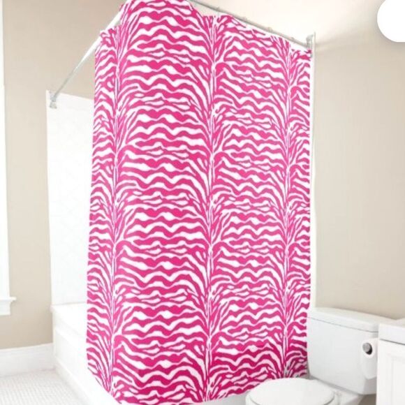 100% cotton pink zebra print shower curtain - Picture 1 of 2